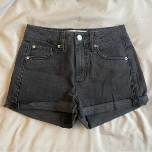 Garage High Waisted Dark Gray/Faded Black Jean Shorts
